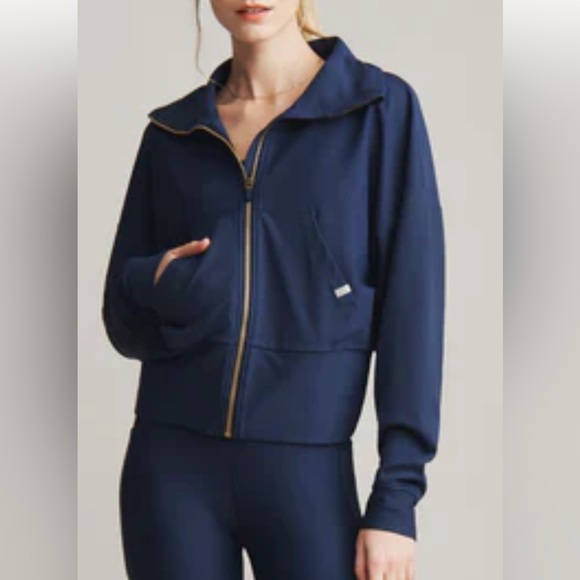 Rhône Ripple Tan Cropped Ribbed Full Zip Jacket Size L - Picture 8 of 8